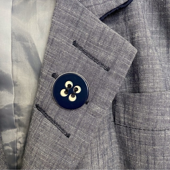 M Collection blazer cotton blend blue vest size 14 denim mix plus size jacket - Picture 8 of 16